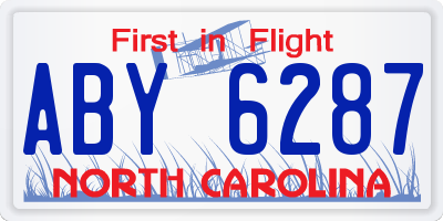 NC license plate ABY6287