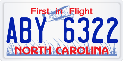 NC license plate ABY6322