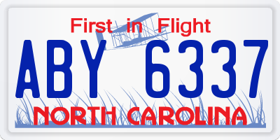 NC license plate ABY6337