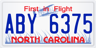 NC license plate ABY6375