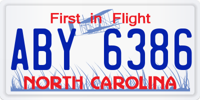 NC license plate ABY6386