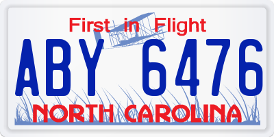 NC license plate ABY6476