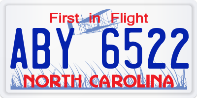 NC license plate ABY6522