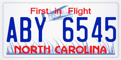 NC license plate ABY6545