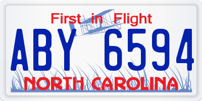 NC license plate ABY6594