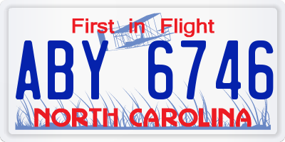 NC license plate ABY6746
