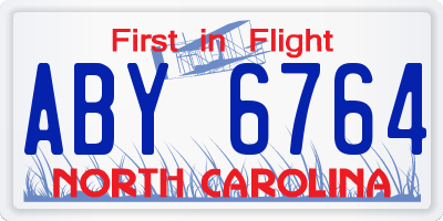 NC license plate ABY6764