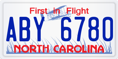 NC license plate ABY6780