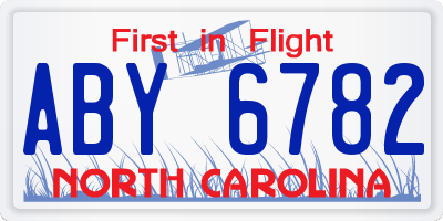 NC license plate ABY6782