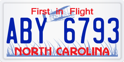 NC license plate ABY6793