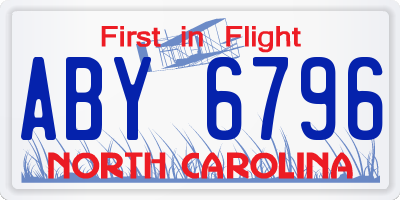 NC license plate ABY6796