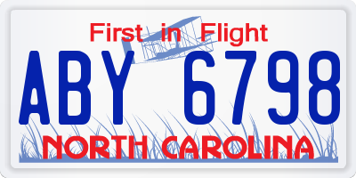 NC license plate ABY6798