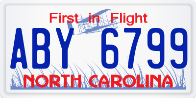NC license plate ABY6799