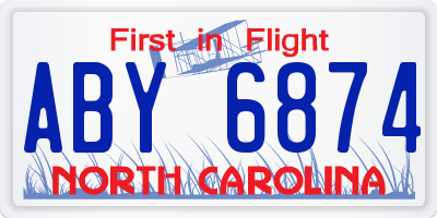 NC license plate ABY6874