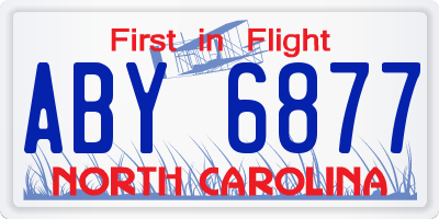NC license plate ABY6877