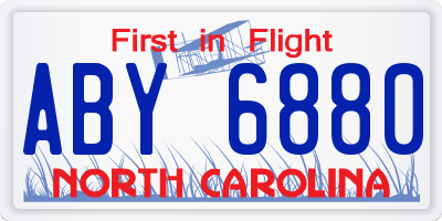 NC license plate ABY6880