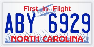NC license plate ABY6929