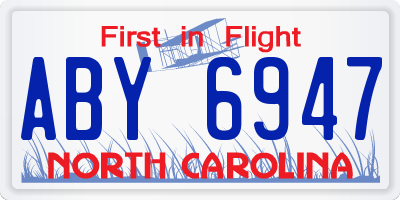 NC license plate ABY6947