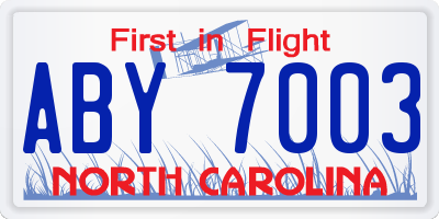 NC license plate ABY7003