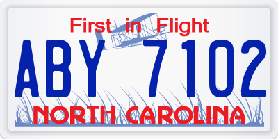 NC license plate ABY7102