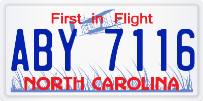 NC license plate ABY7116