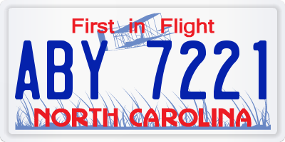 NC license plate ABY7221