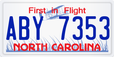 NC license plate ABY7353