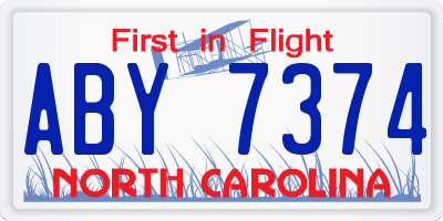NC license plate ABY7374