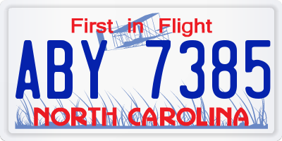 NC license plate ABY7385