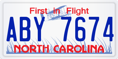 NC license plate ABY7674