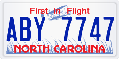 NC license plate ABY7747