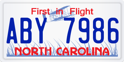 NC license plate ABY7986