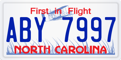 NC license plate ABY7997