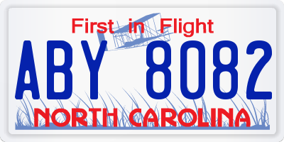 NC license plate ABY8082
