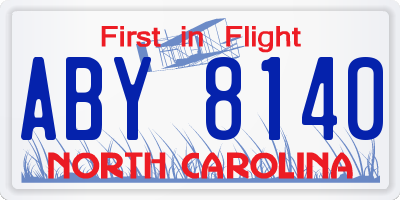 NC license plate ABY8140