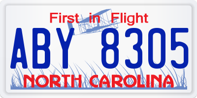 NC license plate ABY8305