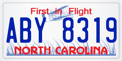NC license plate ABY8319