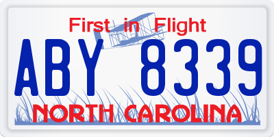 NC license plate ABY8339