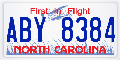 NC license plate ABY8384