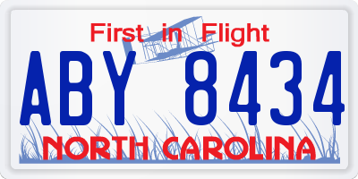 NC license plate ABY8434
