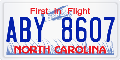NC license plate ABY8607