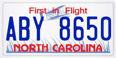 NC license plate ABY8650