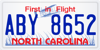 NC license plate ABY8652