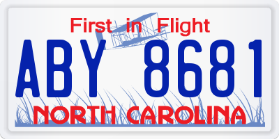 NC license plate ABY8681