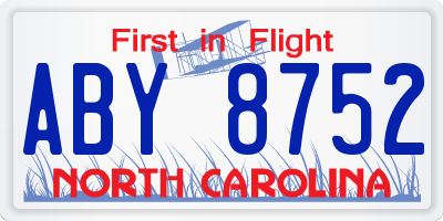 NC license plate ABY8752