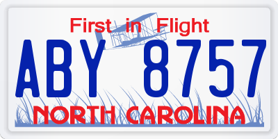 NC license plate ABY8757