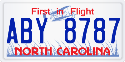 NC license plate ABY8787