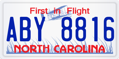 NC license plate ABY8816