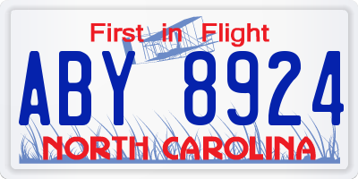 NC license plate ABY8924