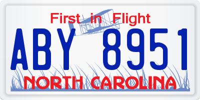 NC license plate ABY8951